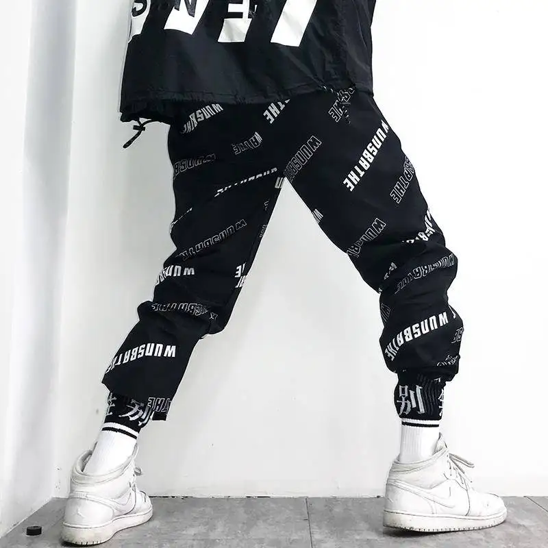 Модные штаны в стиле хип-хоп Уличная Harajuku бегунов мужские свободные мужские брюки-шаровары забавные повседневные штаны летние брюки мужские тренировочные брюки