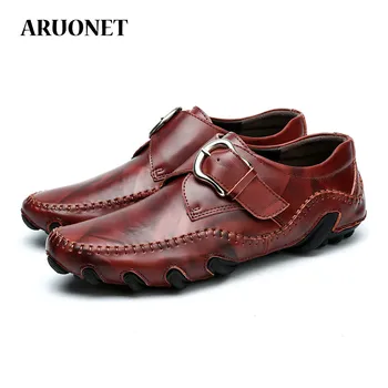 

ARUONET Newest Light Men Shoe Soft Mens Casual Shoes Minimalist Design Genuine Leather Shoes For Men Sapato Masculino Social