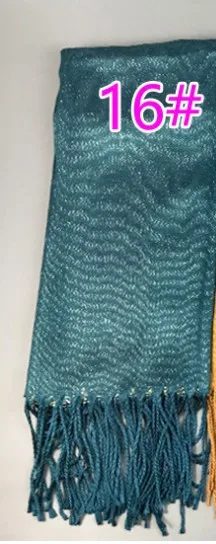 Shimmer женский шарф изысканный люрекс блеск мусульманский хиджаб кисточкой хлопок обычная шаль исламский металлический головной платок 170x65 см - Цвет: 16