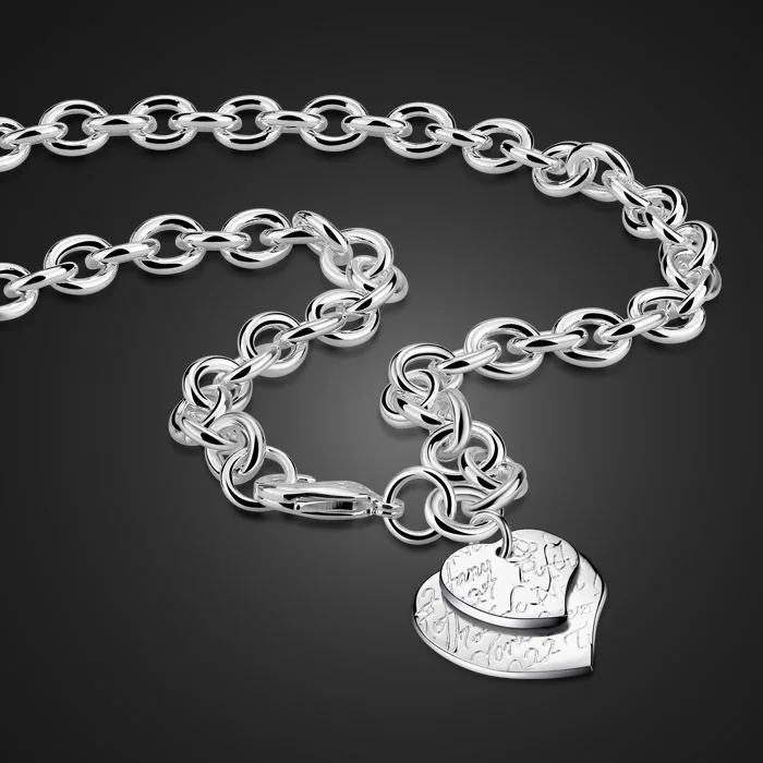 

Tmall Taobao Hot Models Double Layer Double Heart Brand Necklace Simple Cool Choker Elegant Manufacturers Direct Selling Jewelry