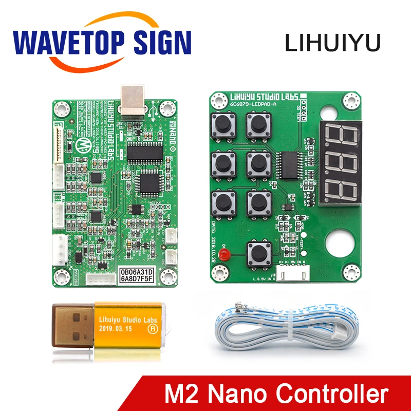 

WaveTopSign LIHUIYU M2 Nano Laser Controller Mother Main Board+Control Panel + Dongle B System Engraver Cutter DIY 3020 3040 K40