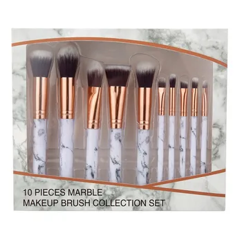 

B 10 Pcs Professional Marble Makeup Brushes Collection Set Powder Eyeshadow Foundation Cosmetic Tools Shade, Highlighter