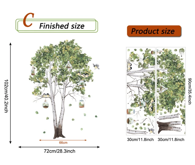 Autocollants muraux en vinyle amovibles, grand arbre de bouleau, pour  salon, chambre à coucher, décor de