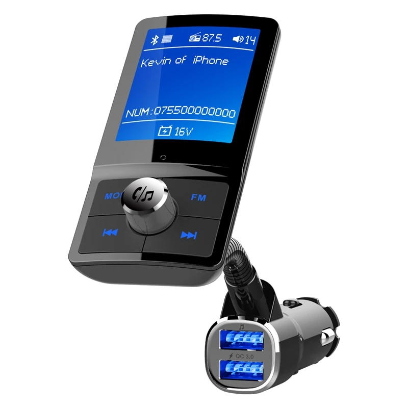

Bluetooth Fm Transmitter Color Screen Wireless Receiver Car Kit W Qc3.0 Quick Charge, Car Battery Voltage Reading, Handsfree Cal