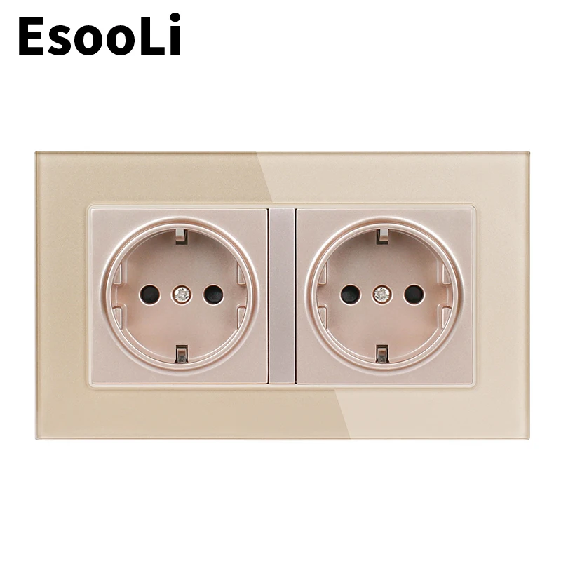 Двойная стеклянная панель EsooLi 16 А с заземлением и защитой от детей|Электрические