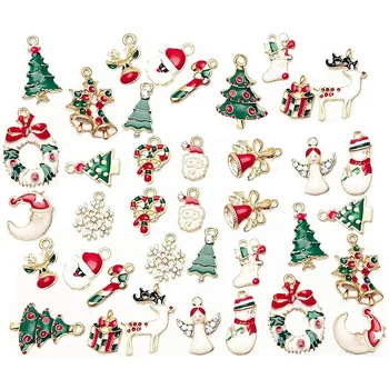 

38Pcs Christmas Pendant Charm Miniature for Necklace Bracelet Earring Jewelry Making DIY Craft Supplies Jewelry Gift
