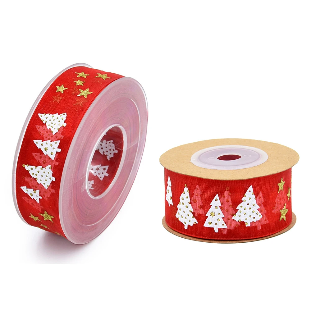 5/20m Christmas Decoration Transparent Snowflake Ribbon Gift Packaging Hair Accessories DIY Material Foam Printing Tape 25MM