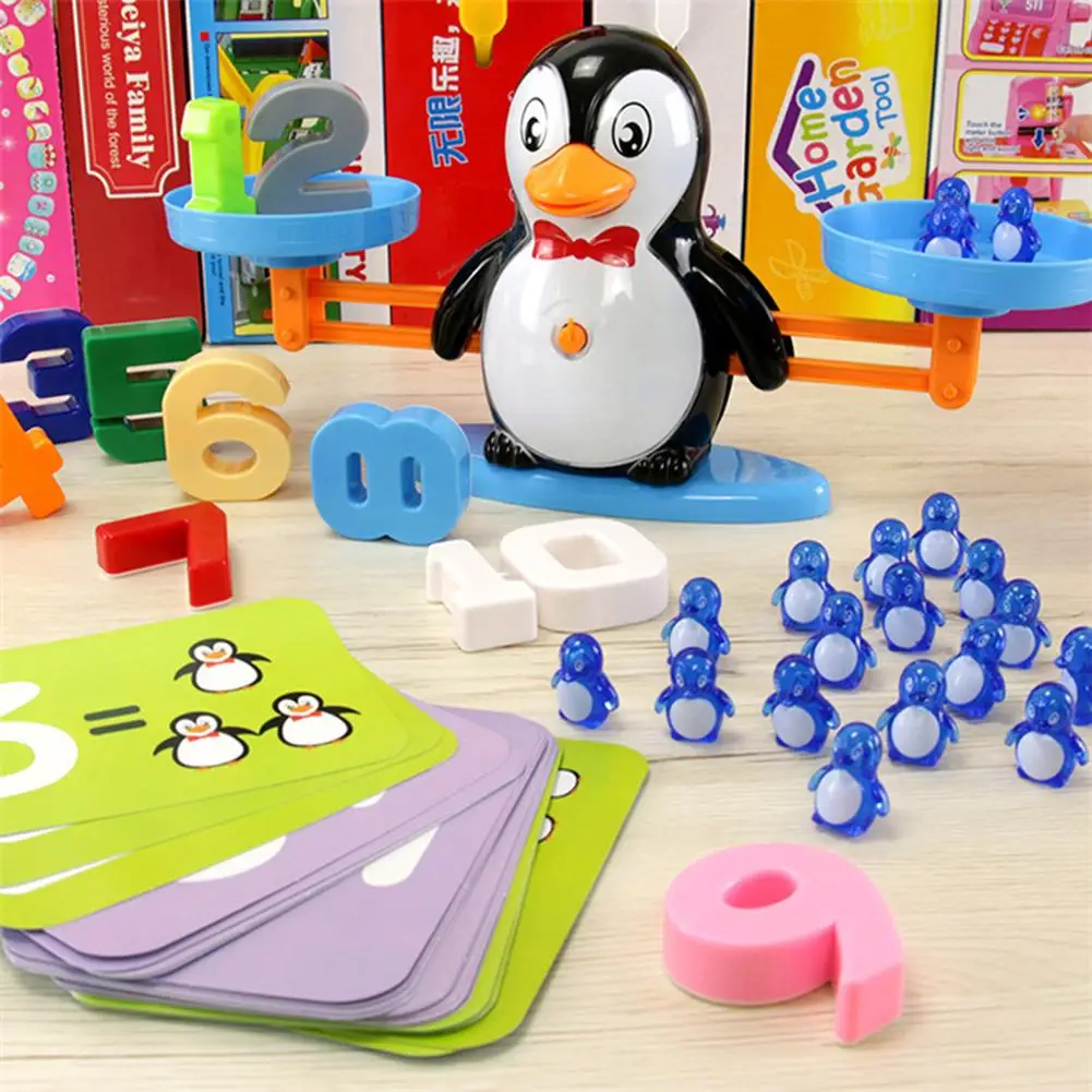 

Kids Penguin Digital Balance Scale Toy Math Operation Match Game Educational Kids Toy Addition Subtraction Learning