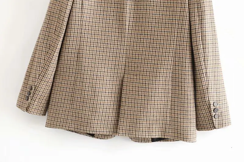 Англия стиль OL Хаундстут костюм набор женщин из двух частей однобортный Блейзер Высокая талия мини юбки