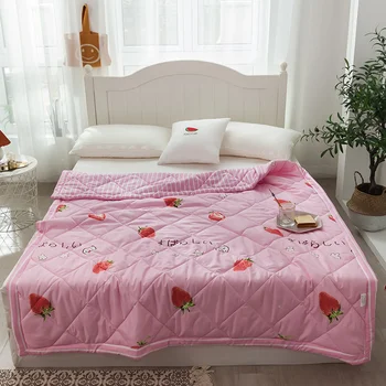 

Machine wash summer quilt Adult Aircraft Sofa Office quilt Strawberry printing
