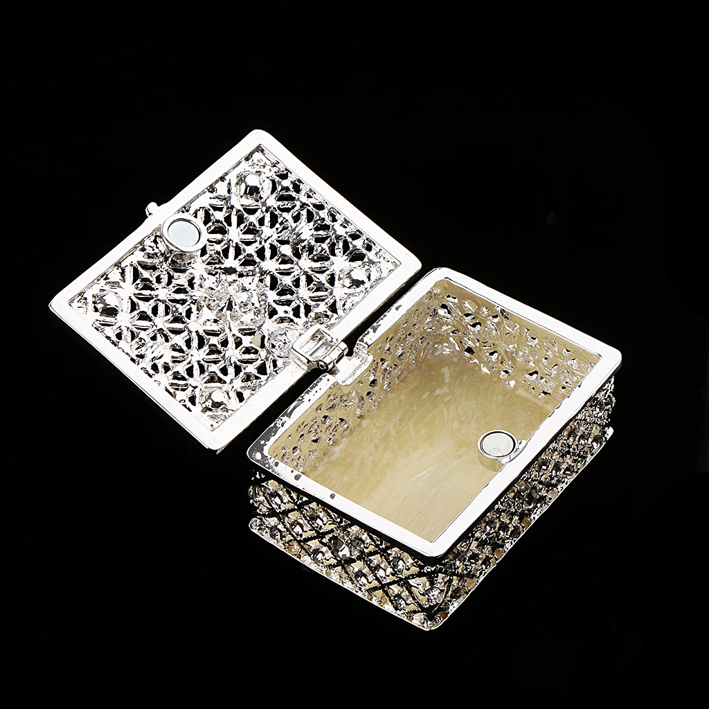 Crystal Rectangle Trinket Box, Jewelry Storage Gift Box for Necklace Earrings Ring Case Holder, Best Gifts for Women Girls