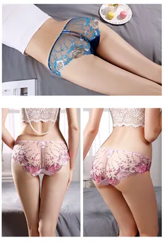 

DHL 500pc Seamless Lace Sexy Net Yarn Panties Low waist within Temptation Underwear Women Lace Embroidery Transparent Panties