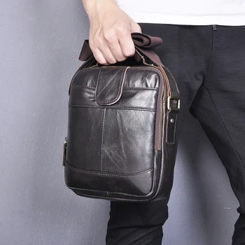 

Quality Real Leather Male Designer Casual Messenger Crossbody Shoulder Strap bag Fashion Male Mochila 9.8" Tablet Tote bag 111-2