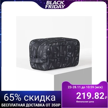 

Cosmetic bag dor "Bag" 22.5 * 13 * 13 zipped, pocket, lining, "Triangles on black" 4875760