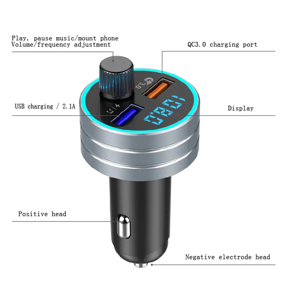 Быстрая зарядка 3,0 автомобильный bluetooth fm-передатчик с двумя usb-портами автомобильное зарядное устройство fm-модулятор MP3-плеер Автомобильная Зажигалка Handfree для iPhone