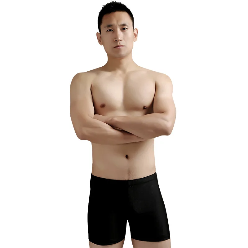 

2020 New Style Faux Sharkskin Embossed Swimming Trunks MEN'S Swimsuit Pure Black Boxer Boxer Shorts Hot Springs