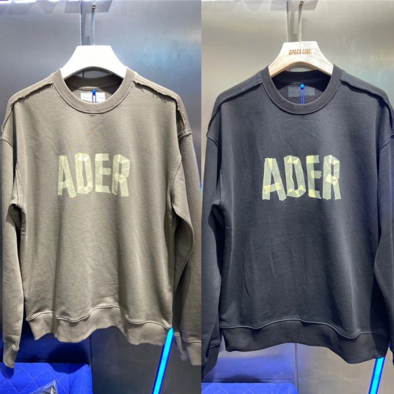 ADER ERROR Tape Printing Logo Crewneck Men Women 1:1 Best Quality Sweatshirts Fashion Casual Adererror Hoodie | Мужская одежда