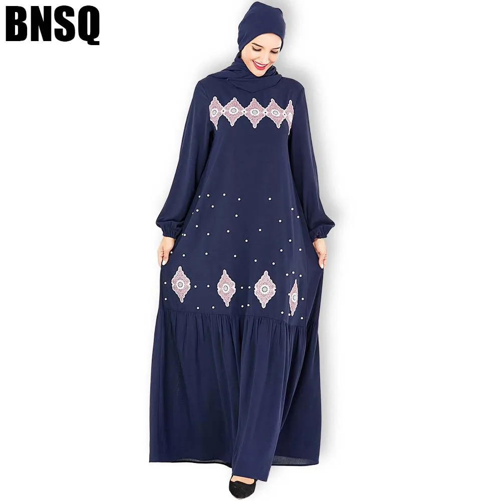 BNSQ Eid Дубай открытый Абая, для мусульман Платья для вечеринок женский Восточный халат хлопок полосатый турецкий исламский, арабский костюм повседневная одежда - Цвет: 9197 navy