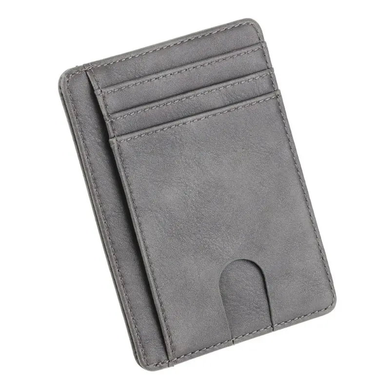 Бизнес-держатель для карт ID карта кошелек Тонкий RFID кожаный бумажник водонепроницаемый грязный кредитный держатель для карт кошелек для мужчин и женщин - Цвет: GY