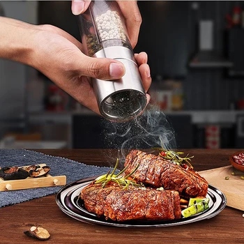 

Electric Pepper Mill Manual Light Stainless Steel Automatic Salt and Pepper Grinder for Kitchen Tools Accessories Spice Grinder
