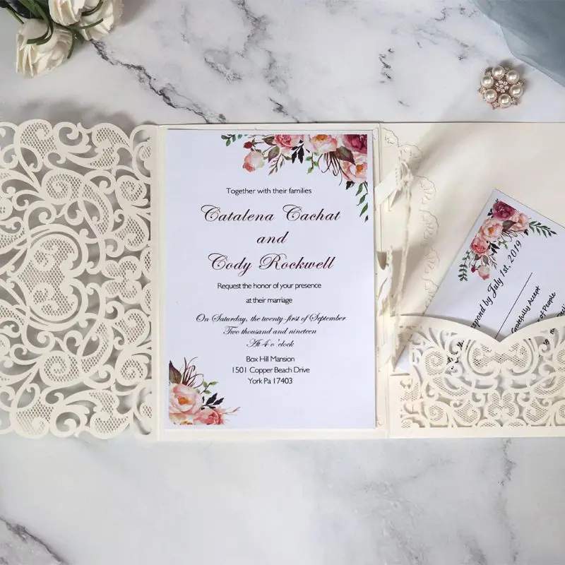  10pcs 3D Pop up Wedding Invitation Cards Laser Cut with envelope for Wedding E65B - 4.00036E+12