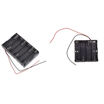 

New 6 x 1.5V AA 2A CELL Battery Batteries Holder Storage Box 9V Case with Lead Wire with 5X Battery Cases