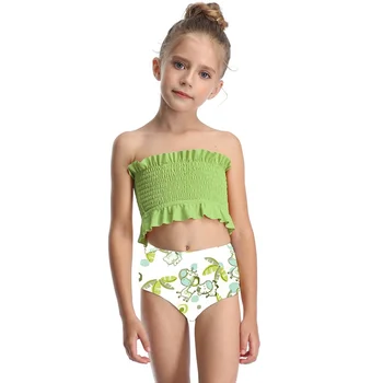 

Toddler Kids Girls Two Piece Swimsuit Ruffles Bikini Set Swimwear Beach Sport Halter Top Diving Surfing Clothes HIgh Quality