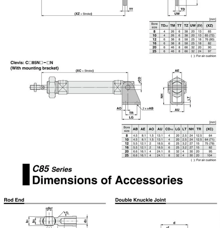 Мини-цилиндр CD85N12-25-B CD85N12-50-B CD85N12-75-B CD85N12-100-B баллоны из нержавеющей стали CD85N серии