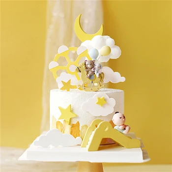 

Bunny Horse Slide Decoration Cake Topper for Wedding Birthday Party Bear Star Child Baking Supplies Baby Shower Love Gifts