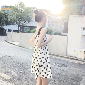 

Black Dot Print White Dress Summer Boho Dress Woman Holiday Vestido De Festa Elegant Above Knee Mini Spaghetti Strap Sleeveless
