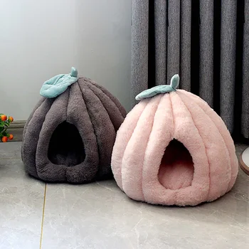 

Pet Dog Cat Tent House Kennel Winter Warm Nest Soft Ttyteps Sleeping Mat Pad High Quality Pumpkin Shape Dog Cat Bed Puppy House