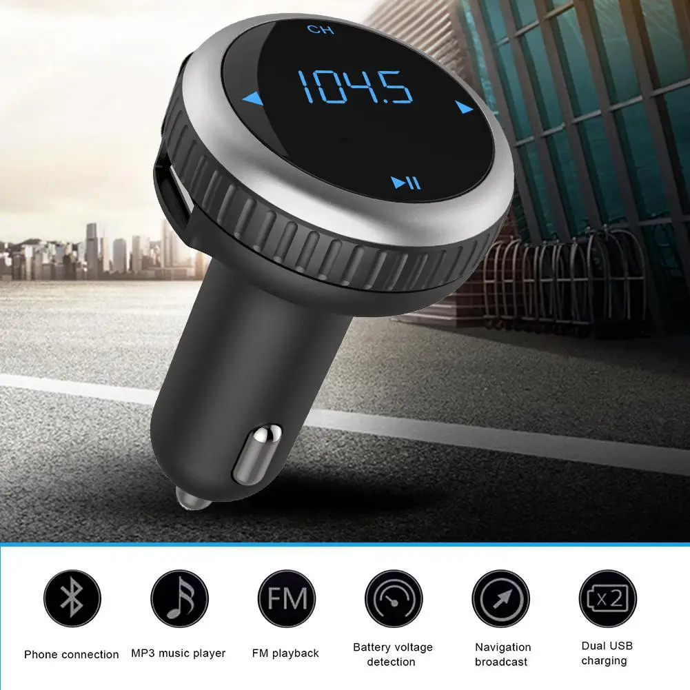Group Vertical Bluetooth FM передатчик Беспроводной во время езды в автомобиле FM адаптер, автомобильный набор свободные руки с зарядных порта USB для автомобиля Зарядное устройство телефонные звонки в режиме Hands-Free qkc