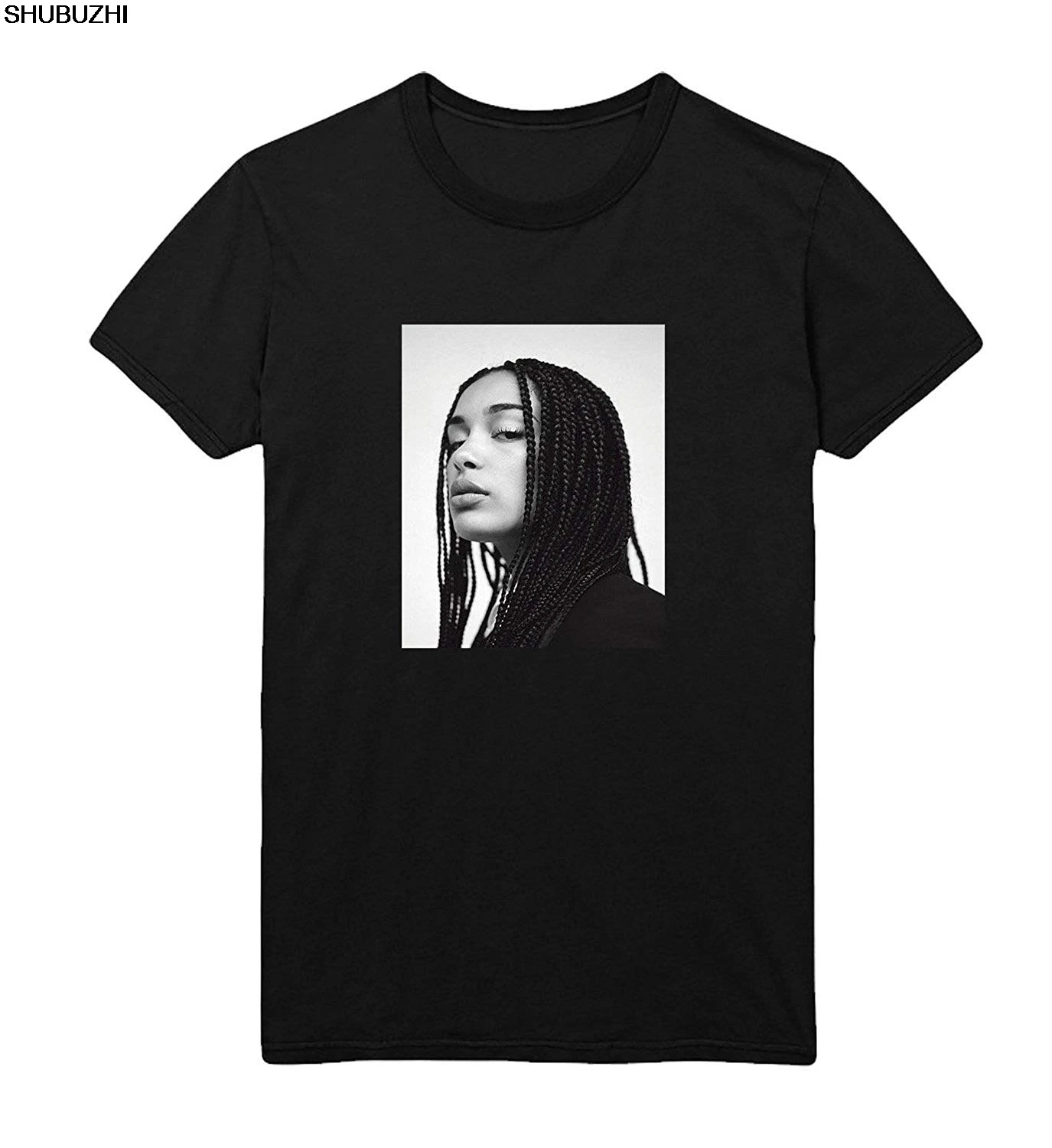 Swiffers Мужская футболка с принтом лица Jorja Smith коротким рукавом и круглым вырезом