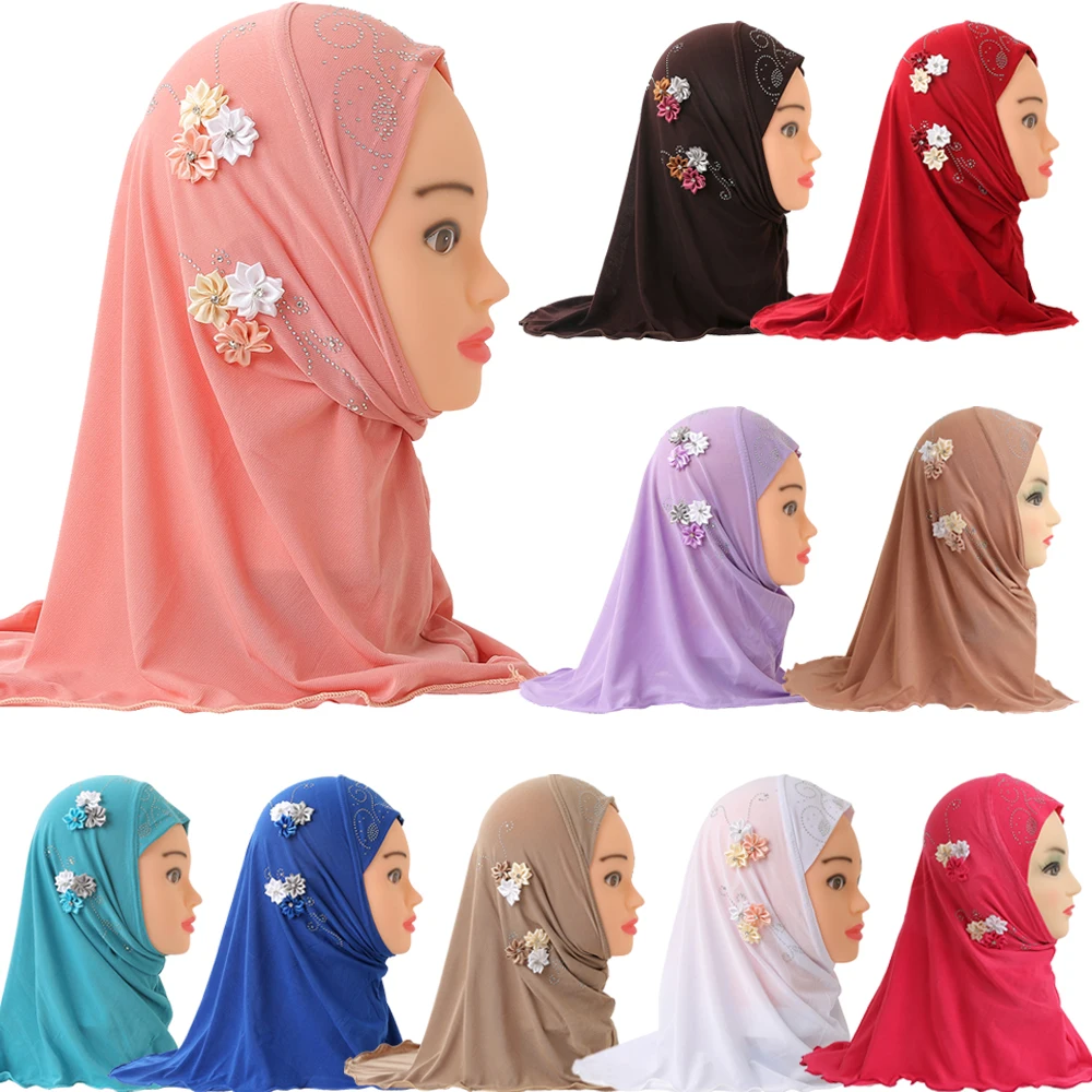 Niñas Niños Niños Hijab Bufanda Pañuelo Amira Oración Islámica Musulmán Árabe Caps 