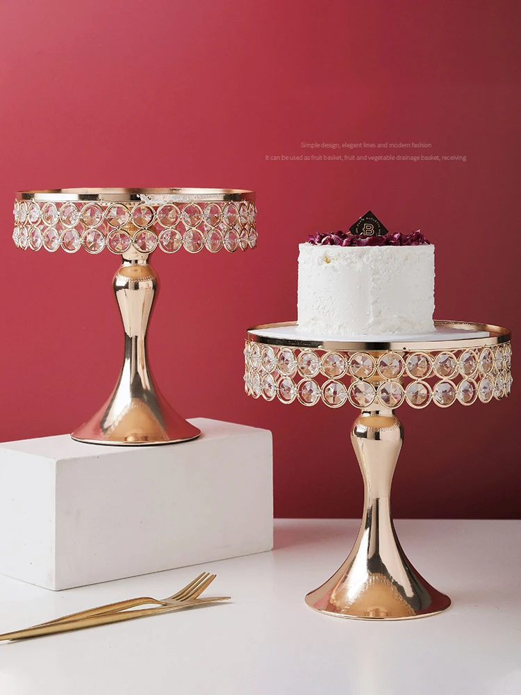 Gold Crystal Candle Holder Cake Stand Storage Tray Wedding Birthday Party Dessert Cupcake