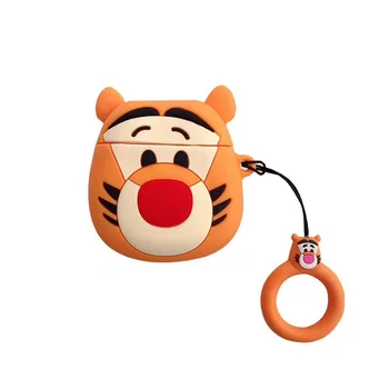 

Cute Tiger Pattern Soft Silicone Protective Cover Shockproof Case Skin with Lanyard for Airpods 1/2 Charging Box Accessories