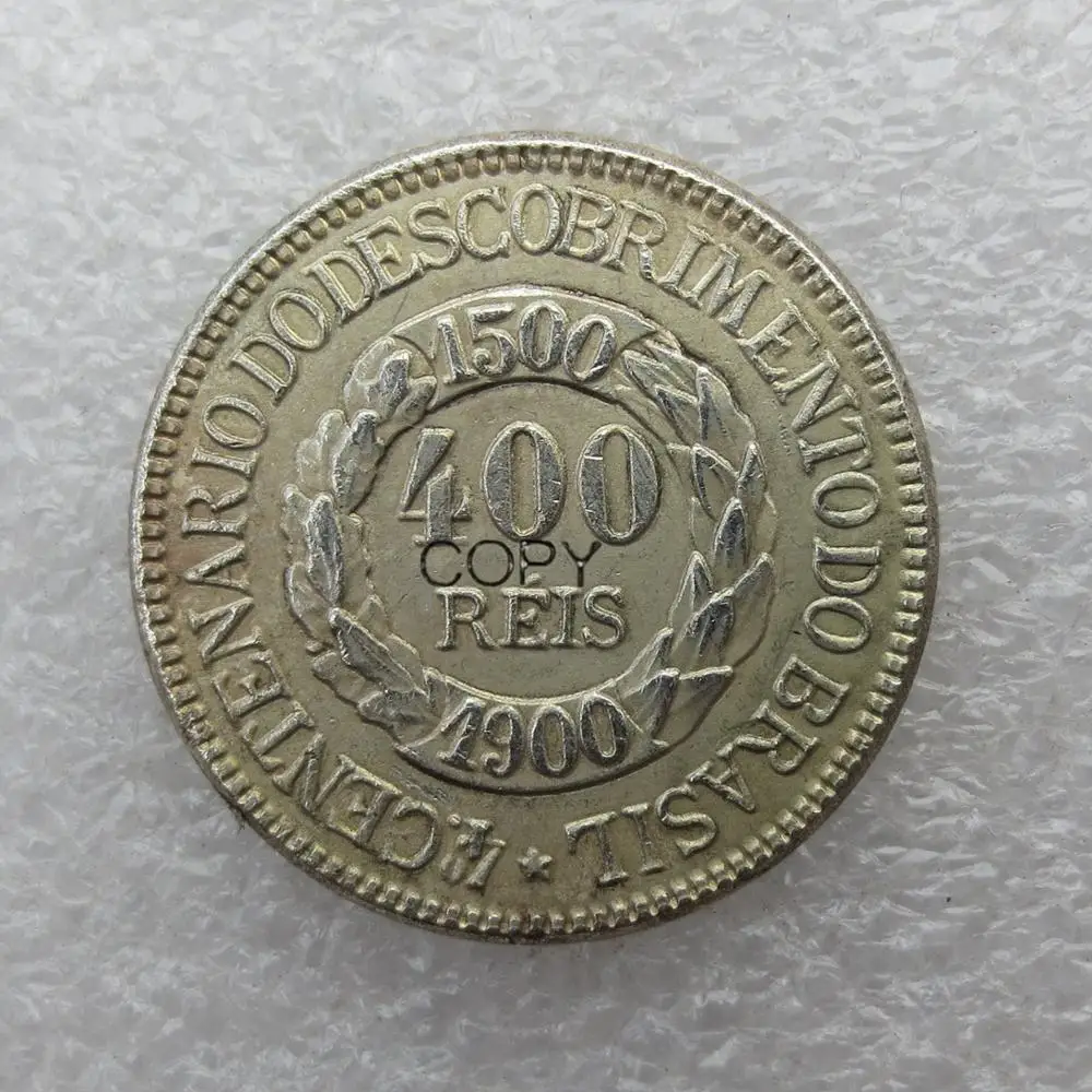 

1900 Brazil 400 REIS Silver Plated Coins Copy