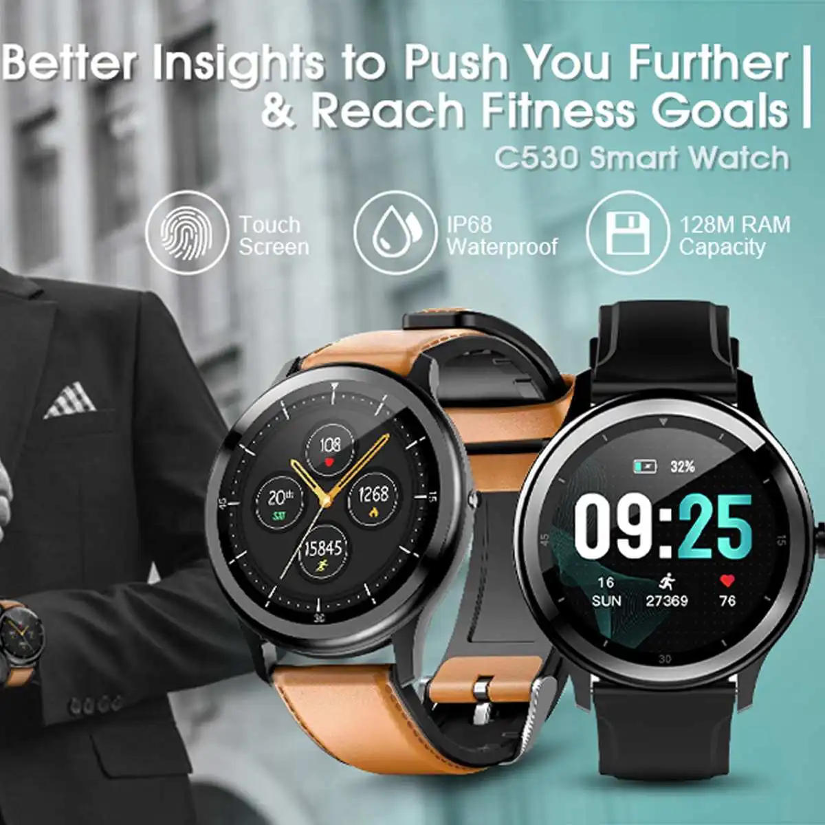 ELEGIANT reloj inteligente C530 para hombre y mujer, pulsera con Monitor de  ritmo cardíaco, deportivo, resistente al agua|Relojes inteligentes| -  AliExpress