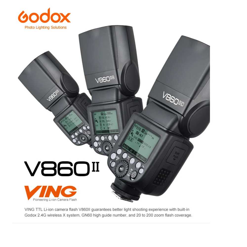 Godox V860II-S V860II-C 860II-N V860II-F V860II-O GN60 ttl HSS литий-ионная батарея Speedlite вспышка для sony Nikon Canon Olympus Fuji
