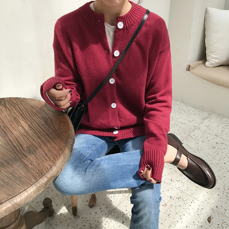 Candy Color Sweater Cardigan Women Single Breasted Long Sleeve Winter Clothes Vintage Knitted Cardigan Korean Jacket Warm V808