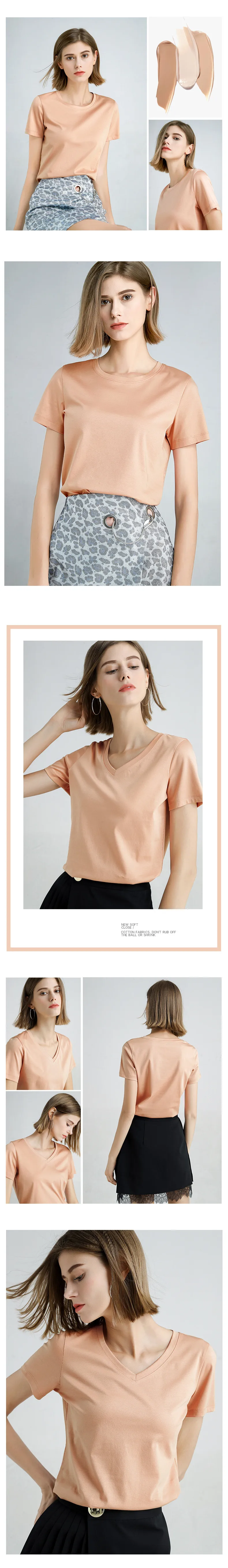 MRMT 2025 Brand New 80S Pure Cotton Women's T Shirt High Quality T-shirt for Female Short Sleeve V Collar Leisure Tops Tshirt