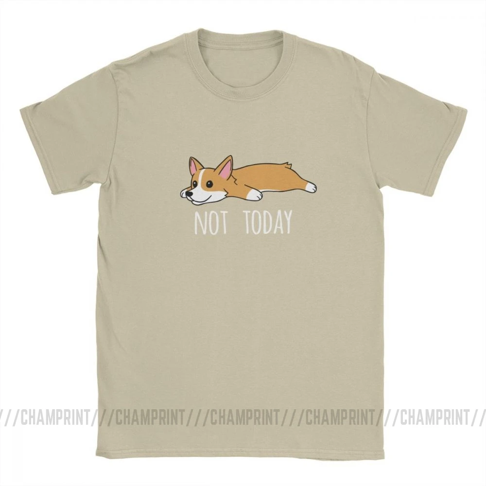 Мужские Забавные футболки с принтом "Not Today Corgi Dog", новинка, круглый вырез, короткий рукав, одежда из чистого хлопка, футболки с принтом размера плюс - Цвет: Хаки