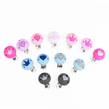 

New listing Cute Crown Baby Pacifier Clip Silicone Soother Teether Nipple Holder Round Soft Saliva Towel Clips Toys Buckle