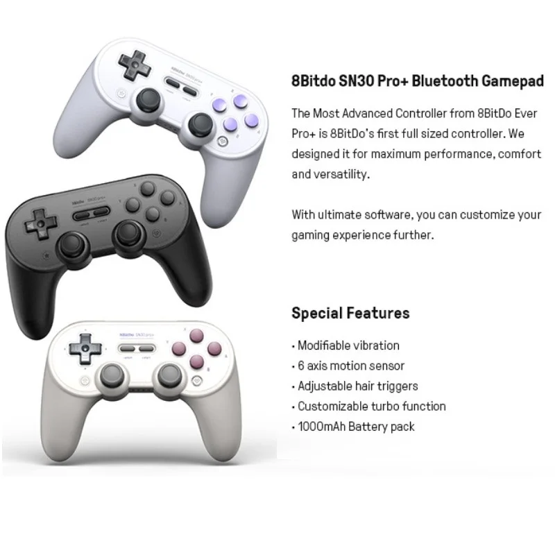 

8BitDo SN30 pro plus Controller with Joystick for Windows Android macOS Nintendo Switch