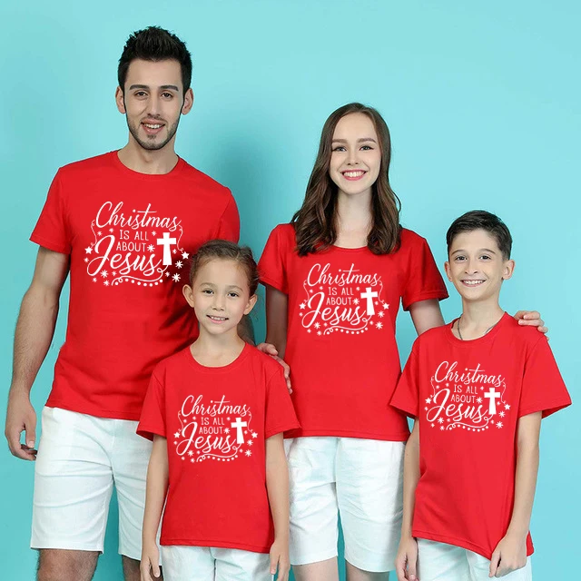 thumbnail image 1 of 1 pieza La Navidad es todo acerca de Jesús Ropa navideña a juego para la familia Ropa navideña roja para bebés, niños, niñas y padres Ropa de fiesta, 1 of 4