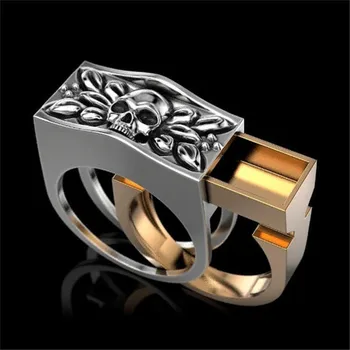 

LETAPI 2020 New Gold Silver Color Colo Punk Vintage Skull Male Ring Cool Removable Ring for Man Dropshipping