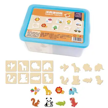 

Wooden Kids Painting Template Early Education Intelligence Development DIY Coloring Drawing Stencil Set Toy Children Gift
