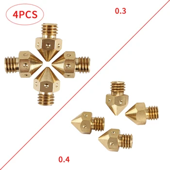 

4Pcs 0.3/0.4mm High Precision 3D Printer Parts Brass Mk8 Nozzles For Ender 3 Cr10 Tarantula Micro Swiss Hotend Brass Mk8 Nozzle