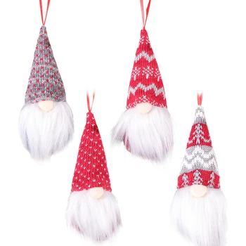 

4pcs Cloth Ornament Home Festive No Face Elderly Tree Hanging Office Holiday Party Cute Kids Gift Christmas Doll Pendant Mini