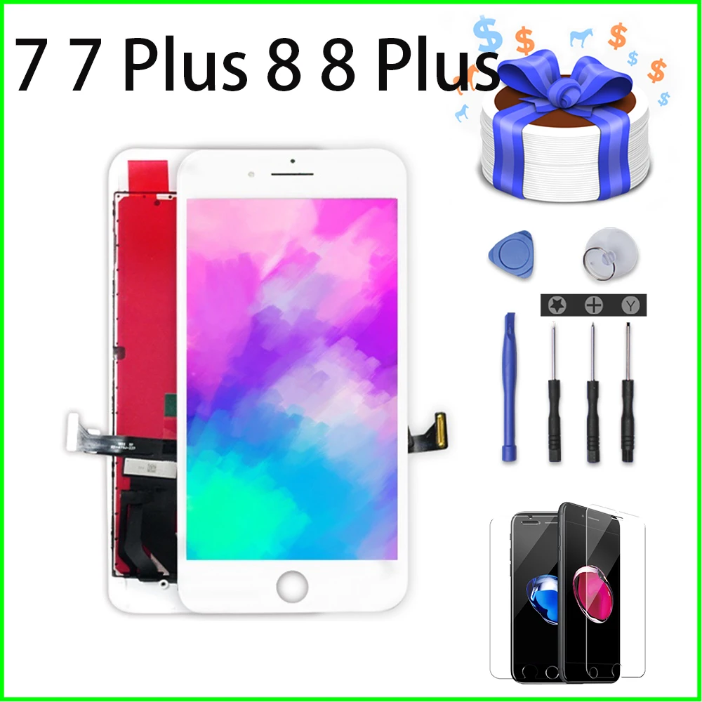 

Black/White Pantalla LCD Display Replacement for iPhone 7 7 Plus 8 8Plus Digitizer 3D Touch Screen for iPhone 6 with Screwdriver